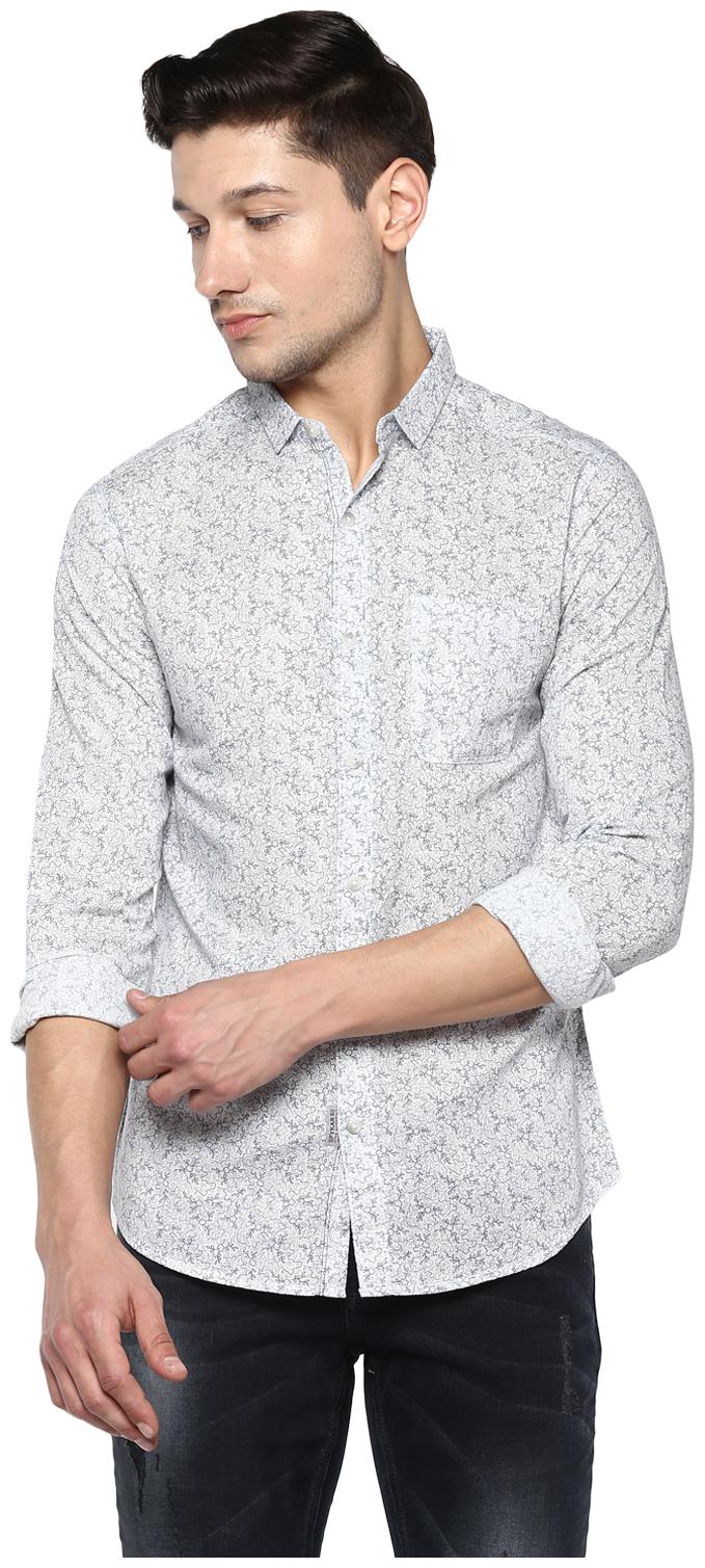 

Spykar Men White Printed Slim Fit Casual Shirt
