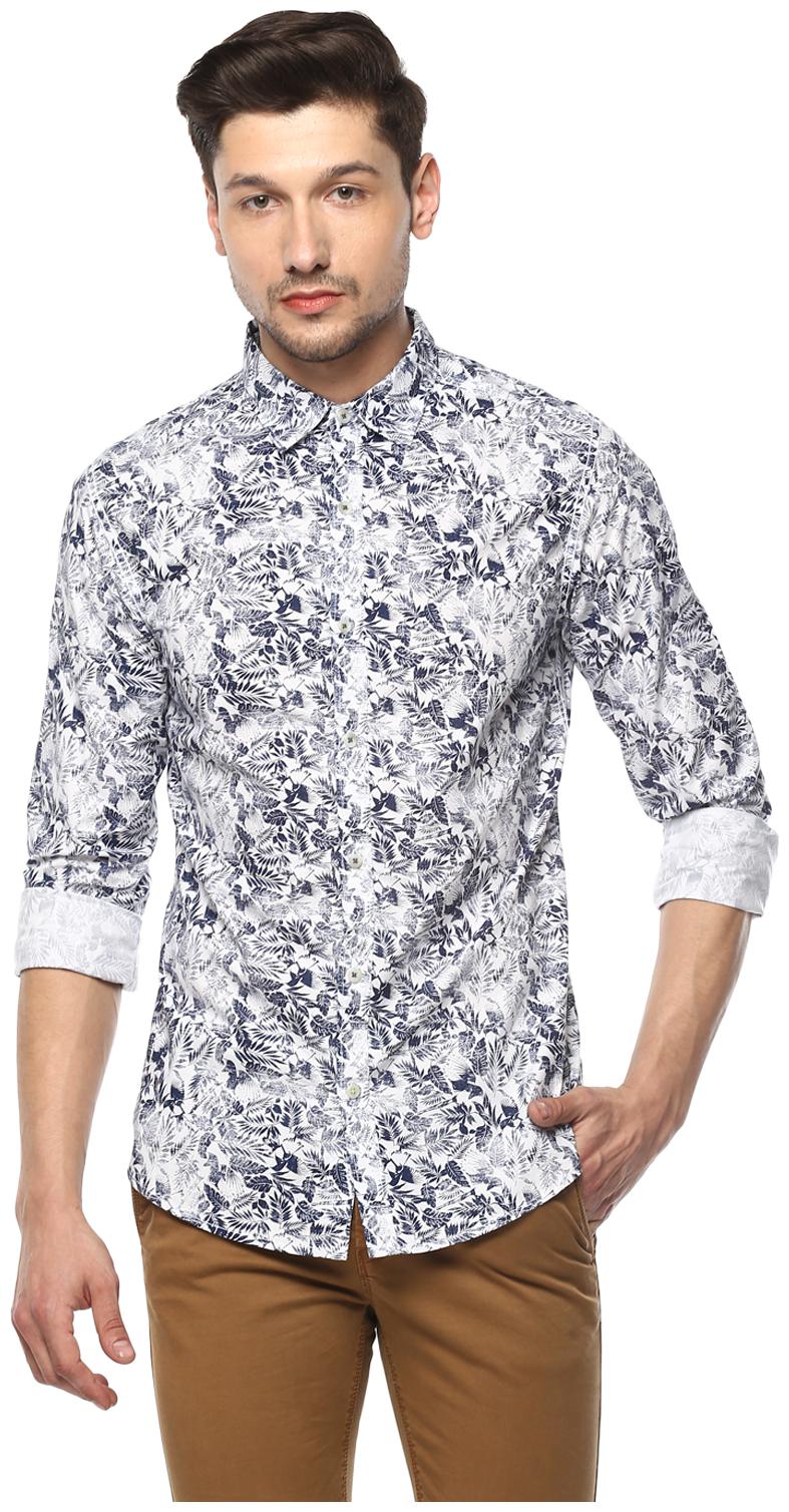 

Spykar Men White Printed Slim Fit Casual Shirt
