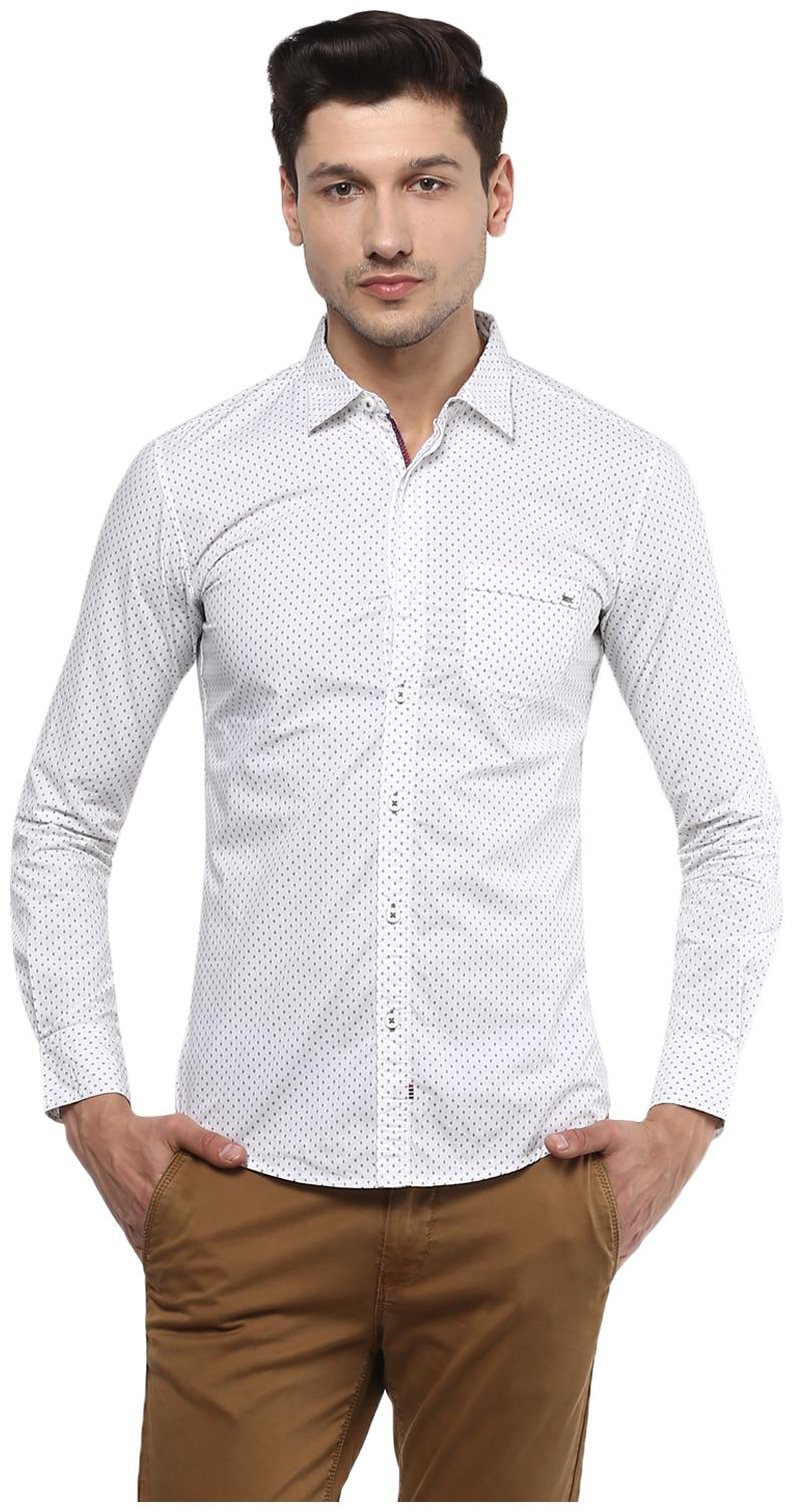 

Spykar Men White Printed Slim Fit Casual Shirt
