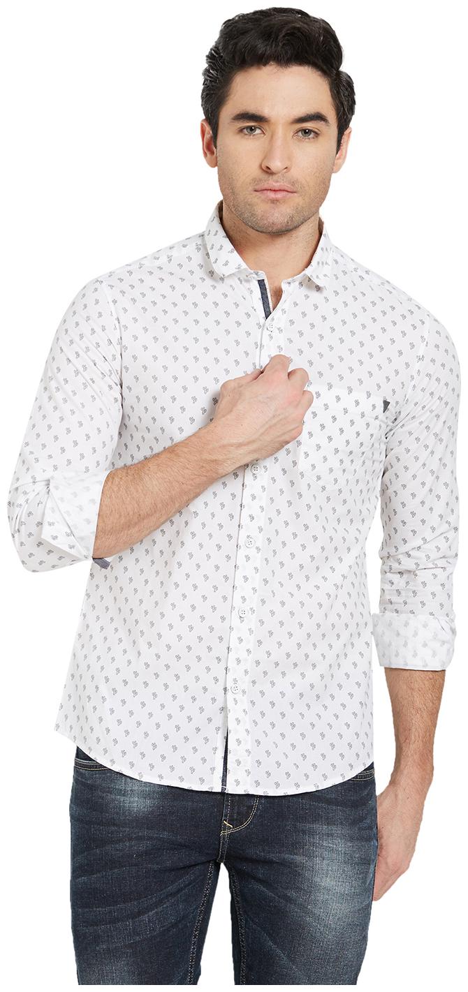 

Spykar Men White Printed Slim Fit Casual Shirt