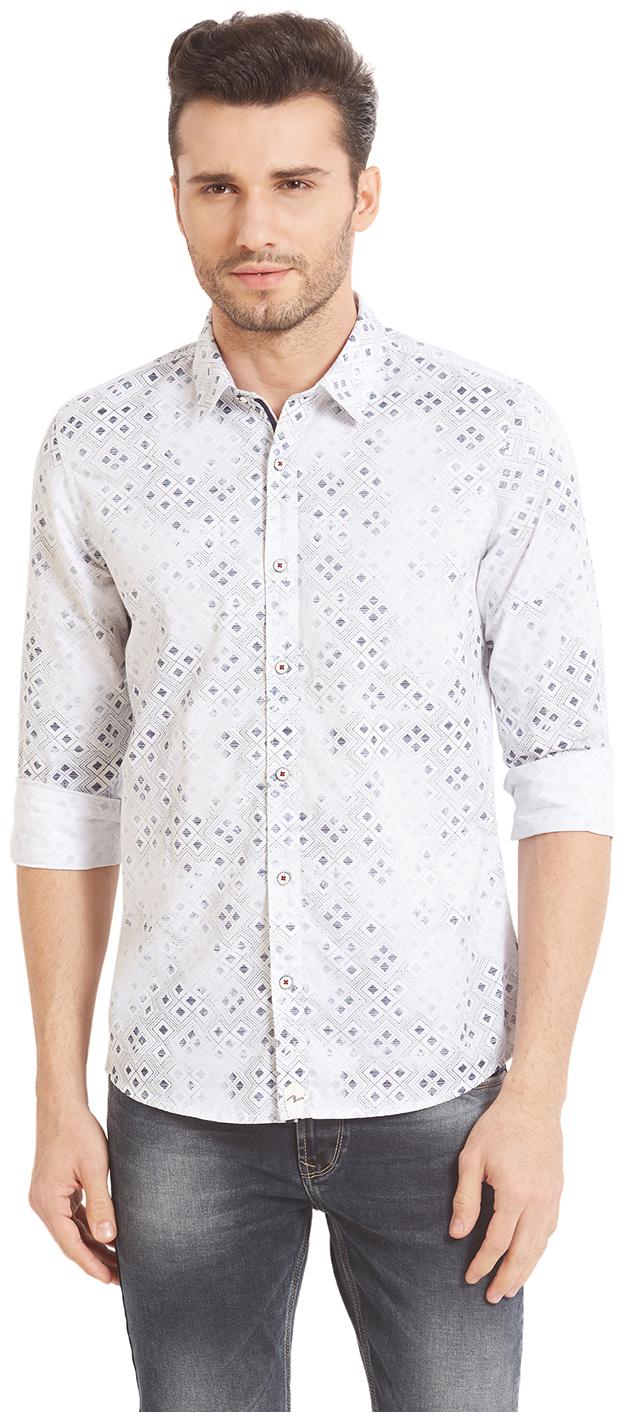 

Spykar Men White Printed Slim Fit Casual Shirt