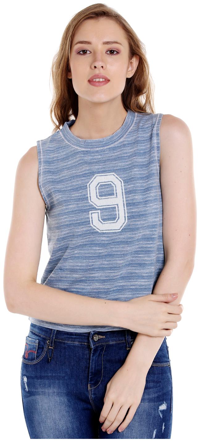 

Spykar Womens Cotton Light Blue Regular Fit Tops