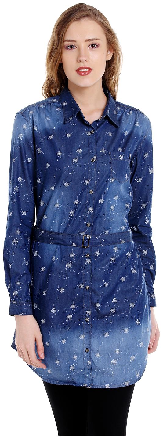 

Spykar Women Blue Printed Regular Fit Shirt