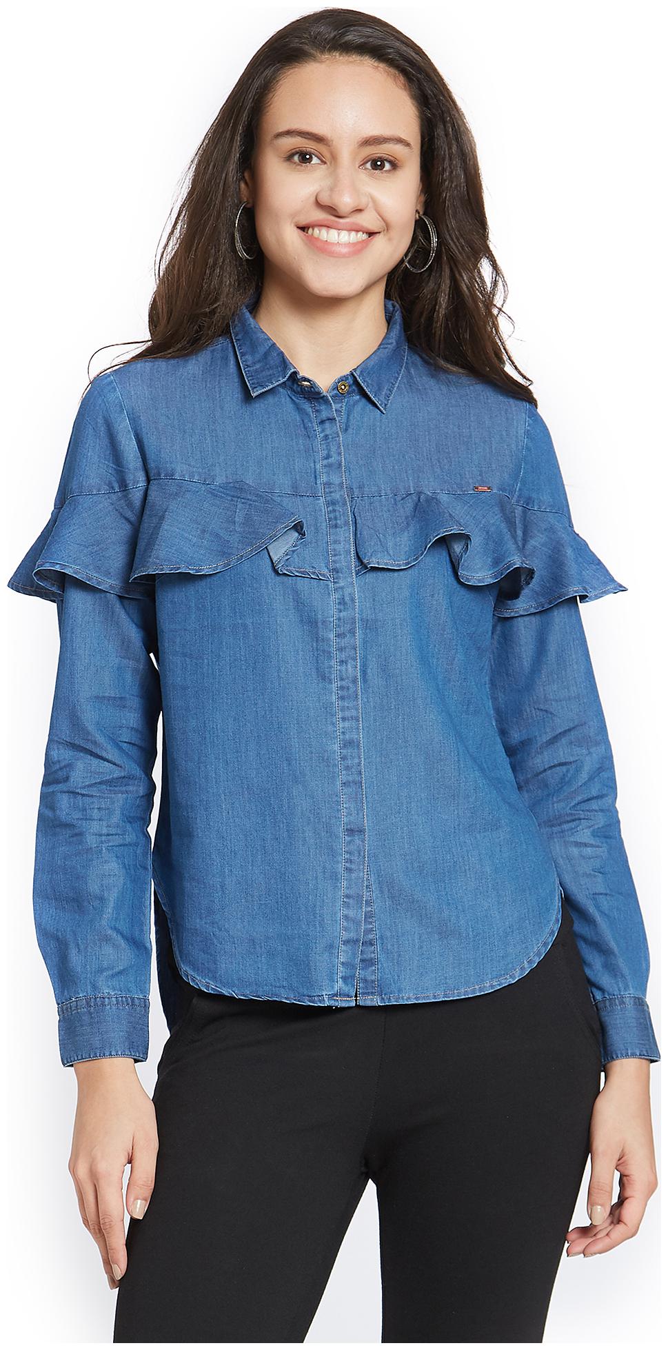 

Spykar Women Solid Regular top - Blue
