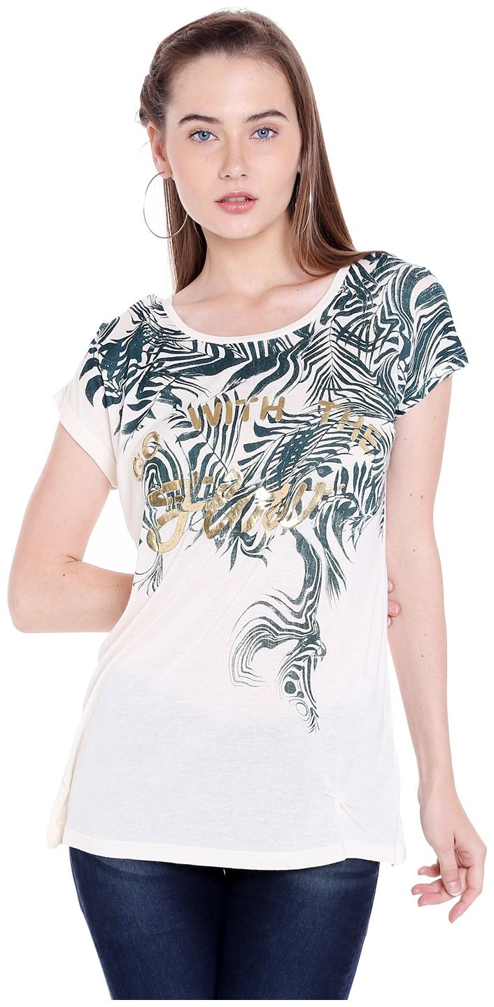 

Spykar Womens Viscose Off White Regular Fit Tshirts