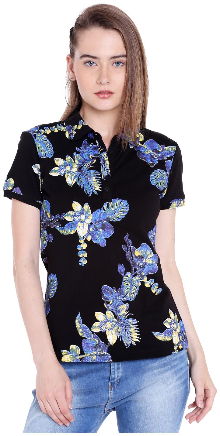 

Spykar Womens Cotton Black Regular Fit Tshirts