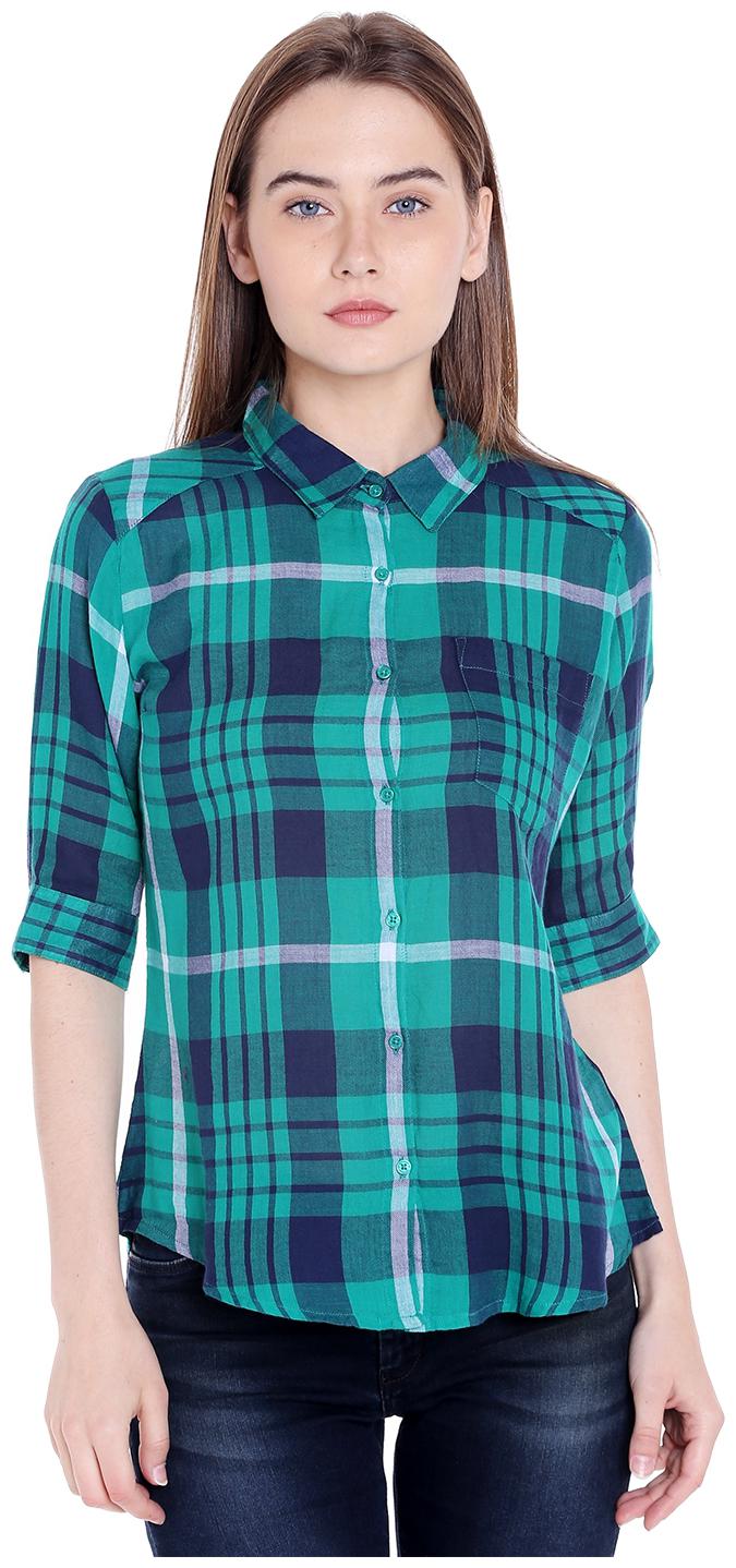 

Spykar Women Blue Striped Regular Fit Shirt