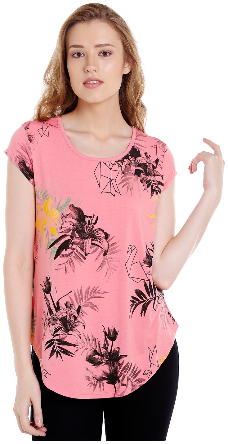 

Spykar Womens Viscose Pink Regular Fit Tshirts