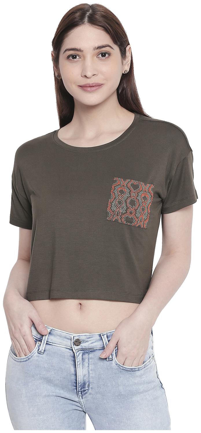 

Spykar Women Viscose Rayon Printed Olive Top