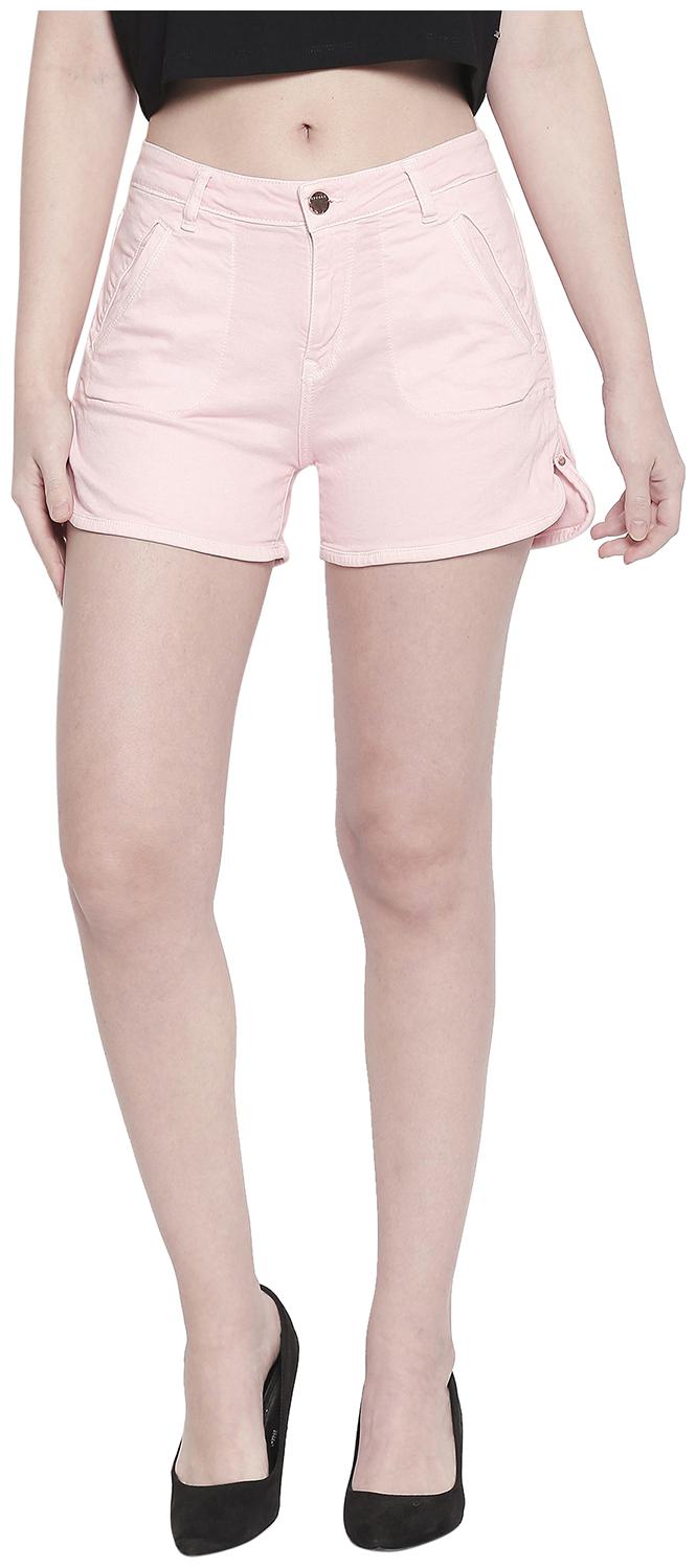 

Spykar Women Solid Denim shorts - Pink