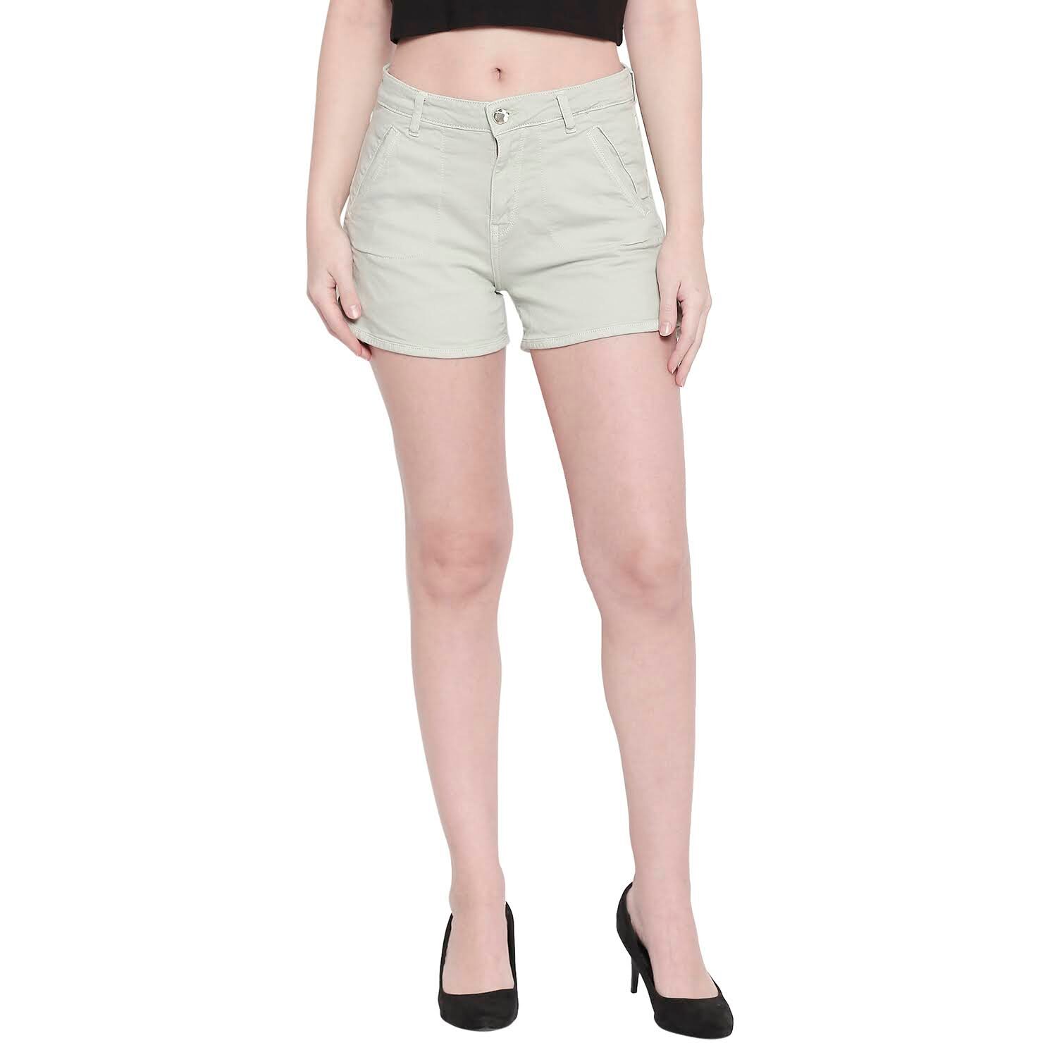 

Spykar Women Solid Regular shorts - Green