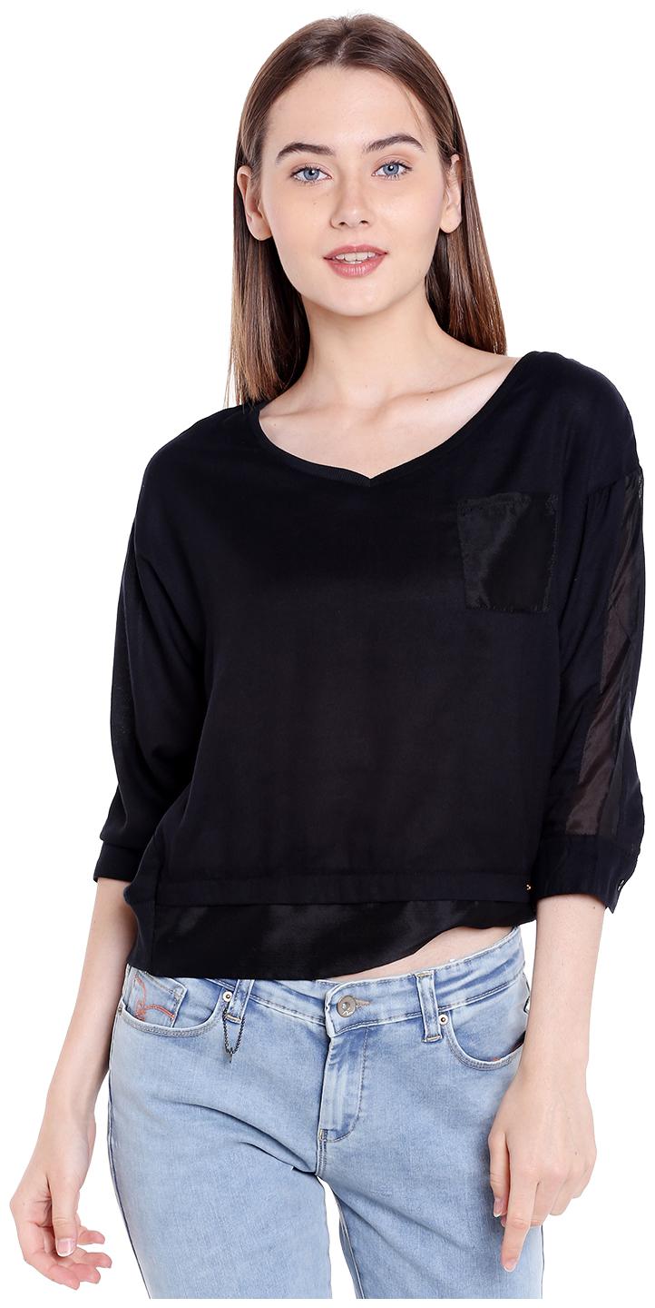 

Spykar Women Solid Regular top - Black