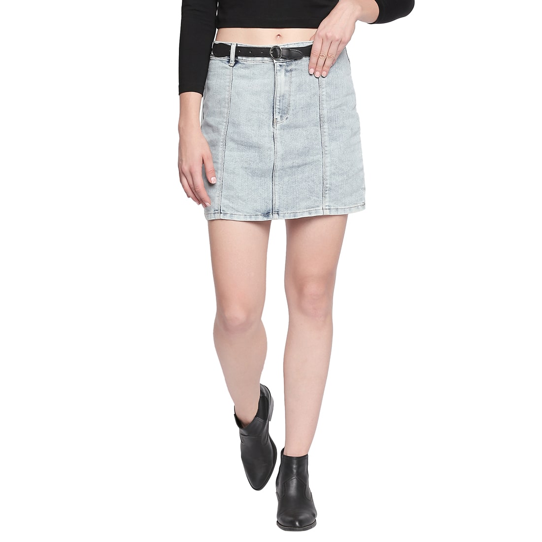 

Spykar Solid Straight skirt Mini Skirt - Blue