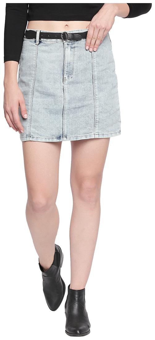

Spykar Solid Straight skirt Mini Skirt - Blue