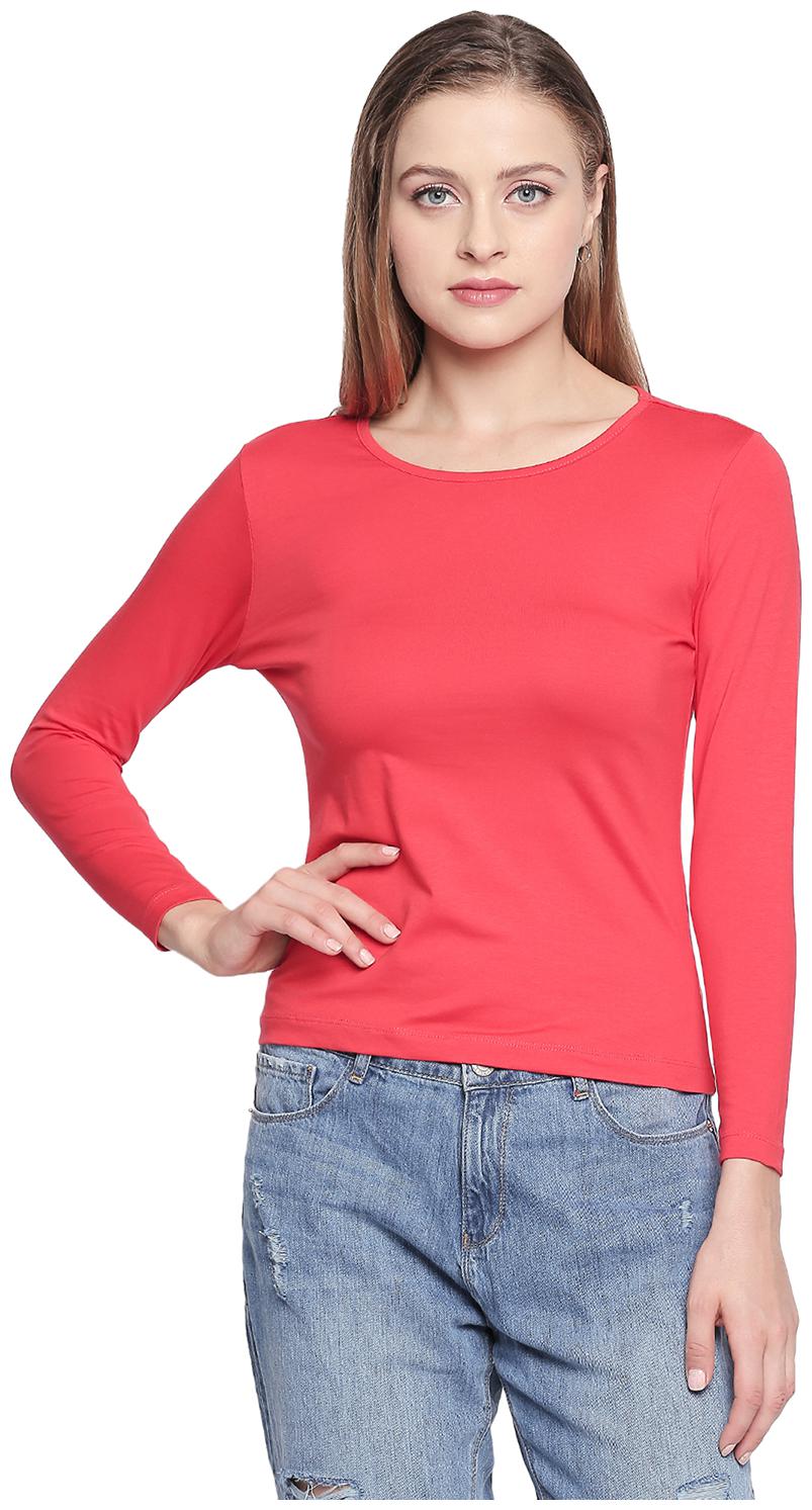 

Spykar Women Pink Slim fit Round neck Cotton T shirt