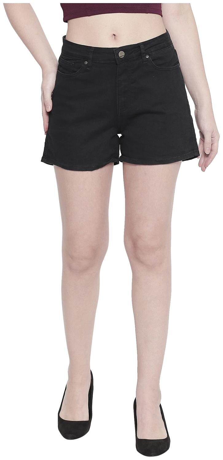 

Spykar Women Solid Denim shorts - Black