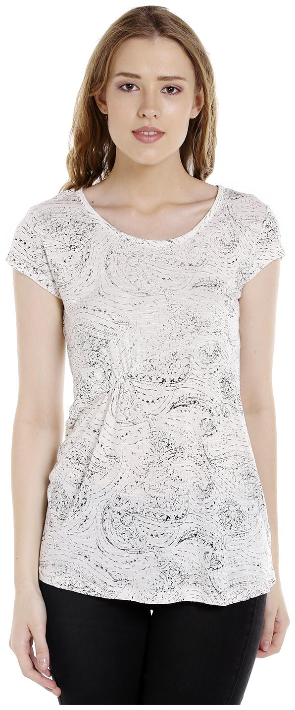 

Spykar Women White Regular fit Round neck Viscose rayon T shirt