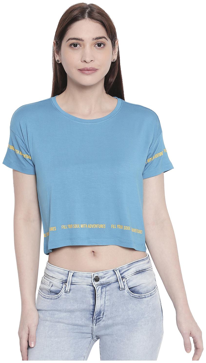 

Spykar Women Viscose Rayon Printed Blue Top