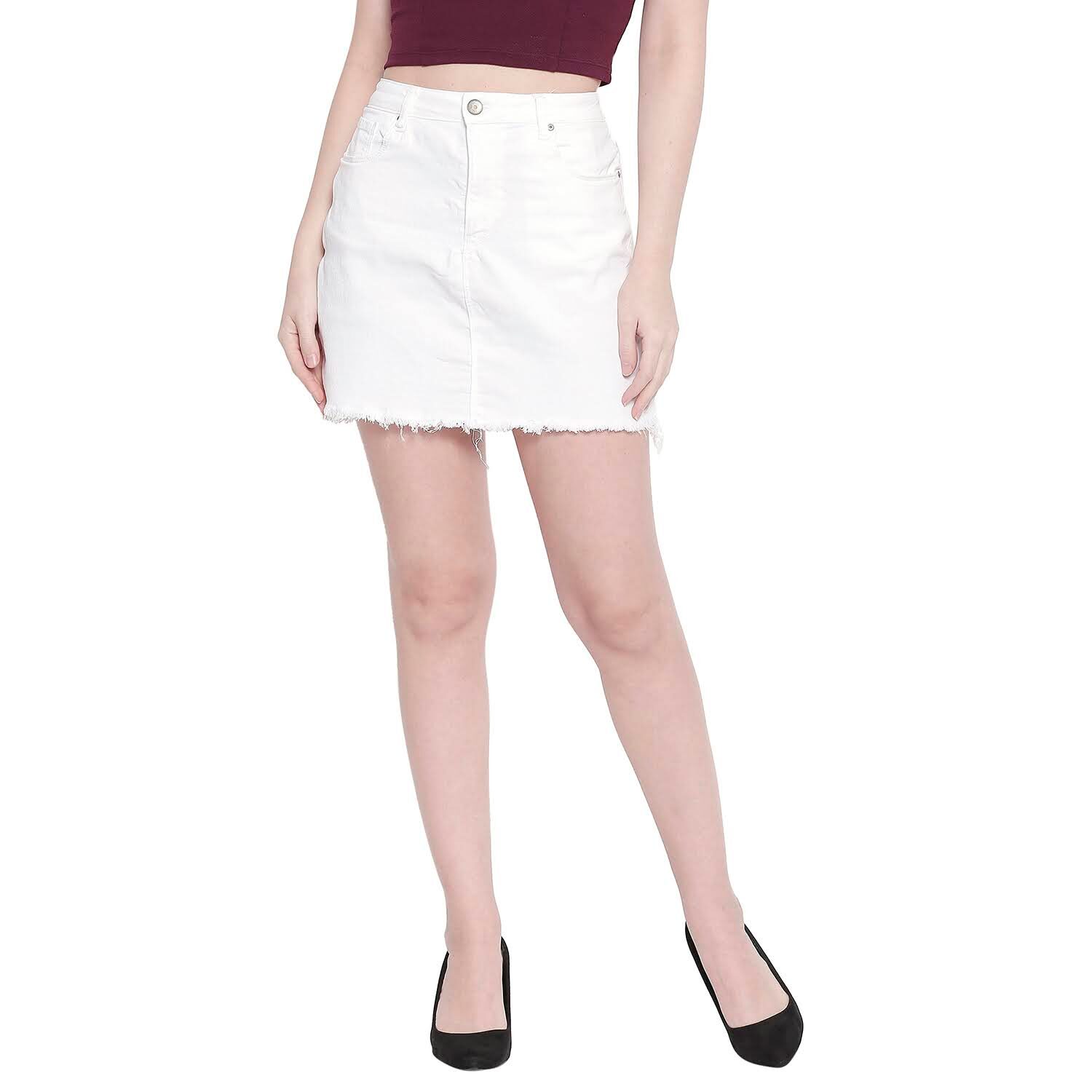 

Spykar Solid A-line skirt Mini Skirt - White