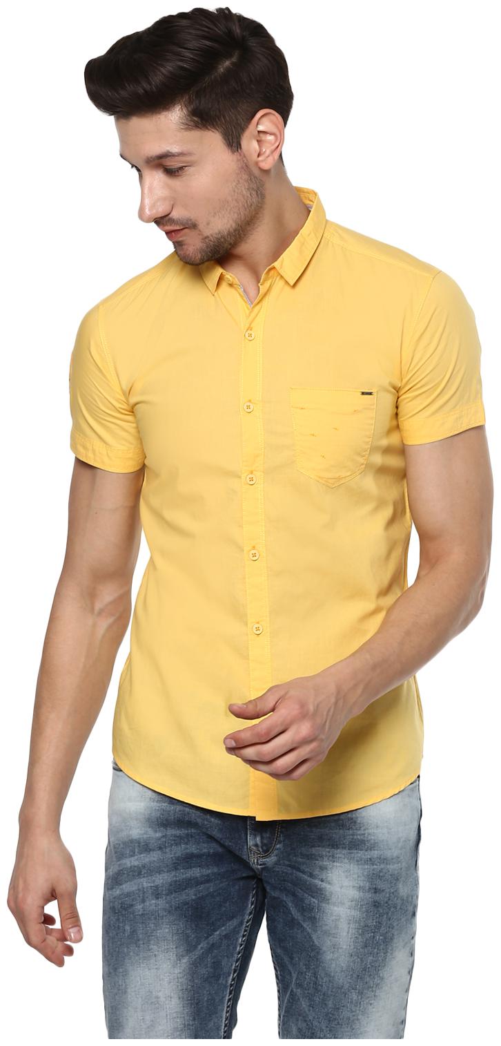 

Spykar Men Yellow Solid Slim Fit Casual Shirt