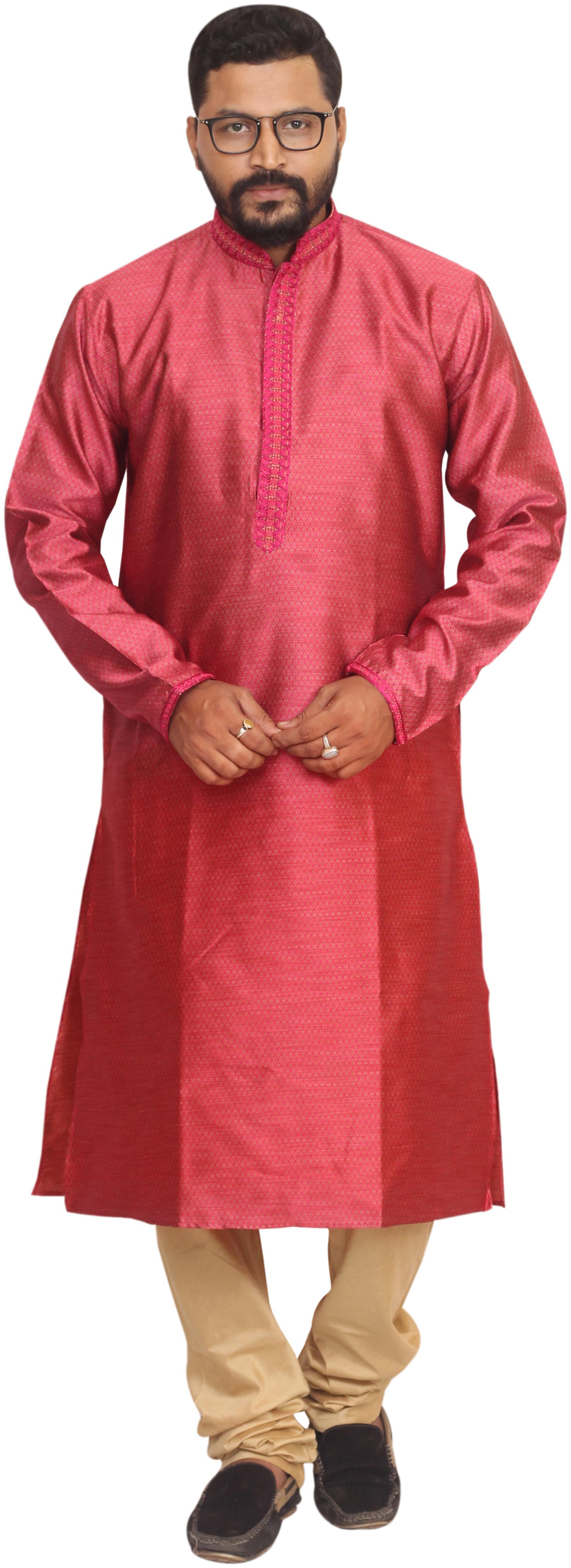 

Sreemant Men Pink Regular Fit Kurta