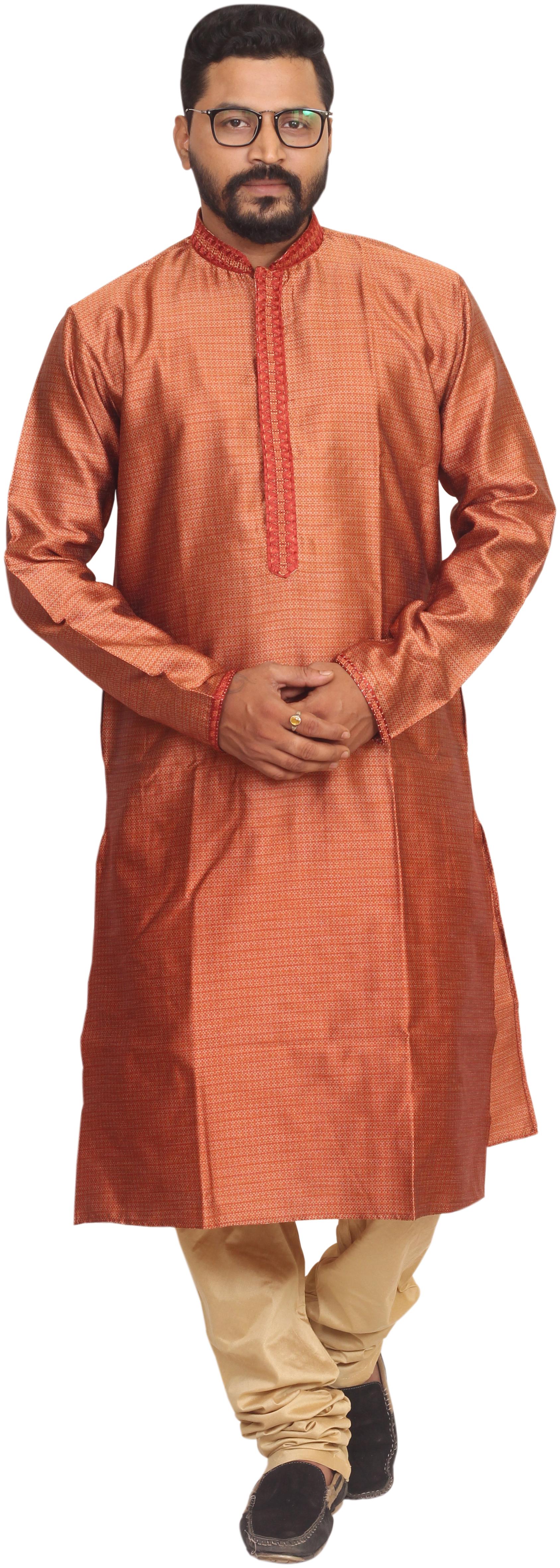 

Sreemant Men Orange Regular Fit Kurta