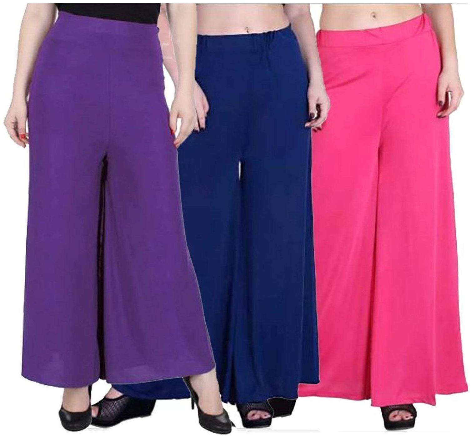 

Sri Belha Fashions Ankle Length Lycra Palazzo For Women Pack Of- 3 - Free Size
