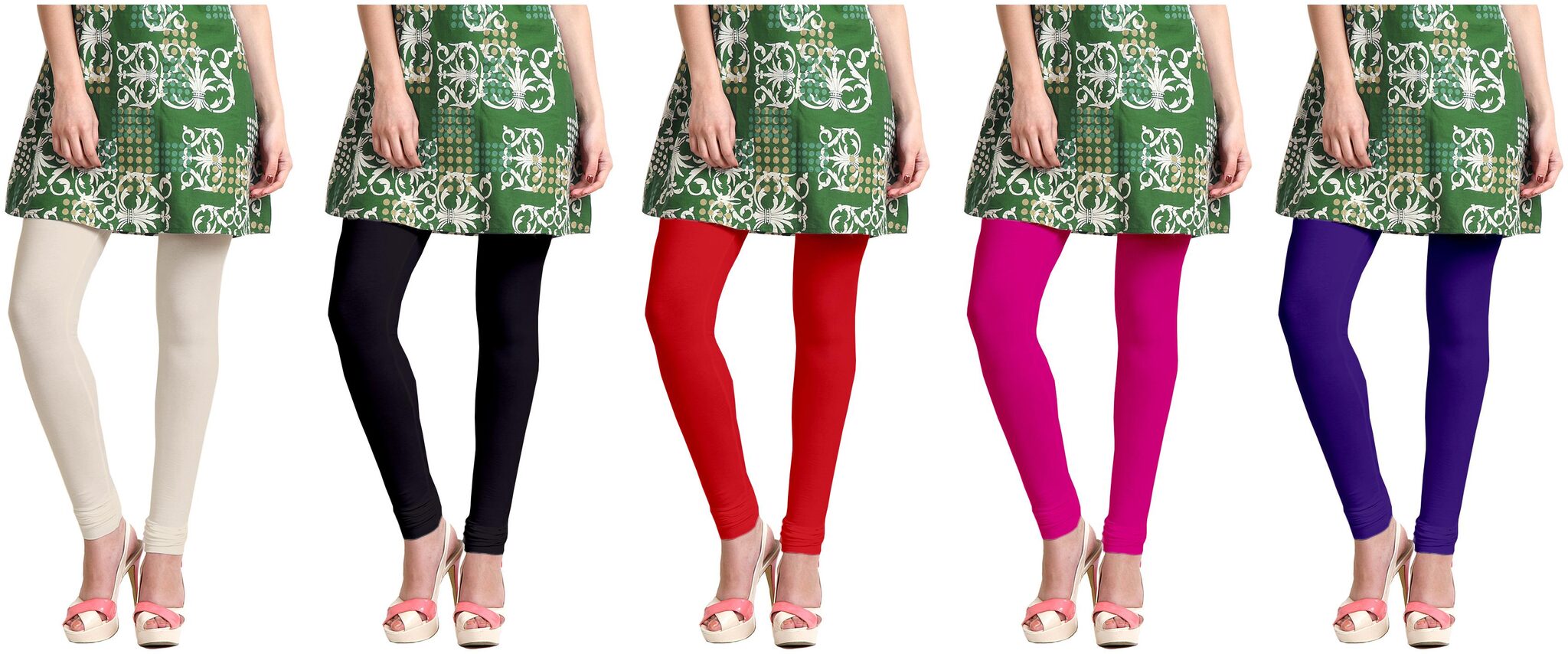 

Sri Belha Fashions Women Cotton Plain Long Length Legging - Multi