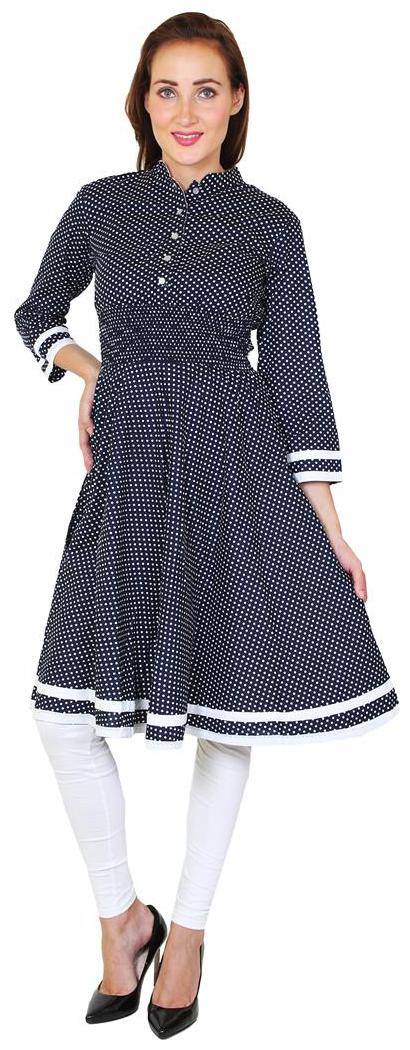 Sritika Women Blue Printed Anarkali Kurti