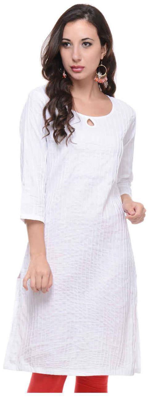 Sritika Women White Solid A Line Kurta