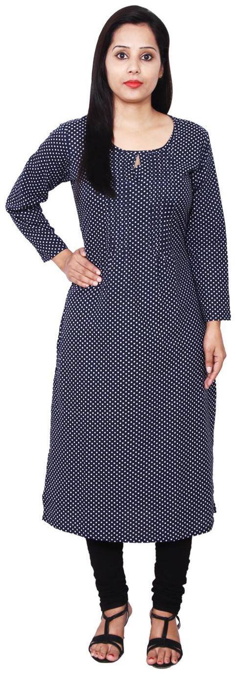 Sritika Women Blue Printed Straight Kurta