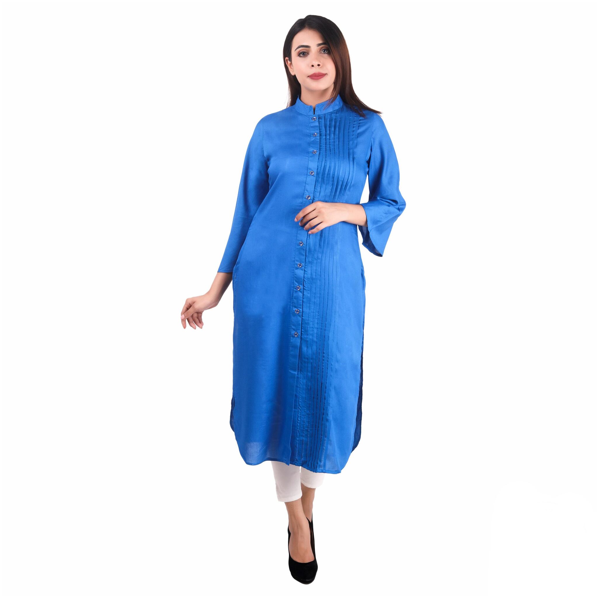 

Sritika Blue Rayon A-line Kurti
