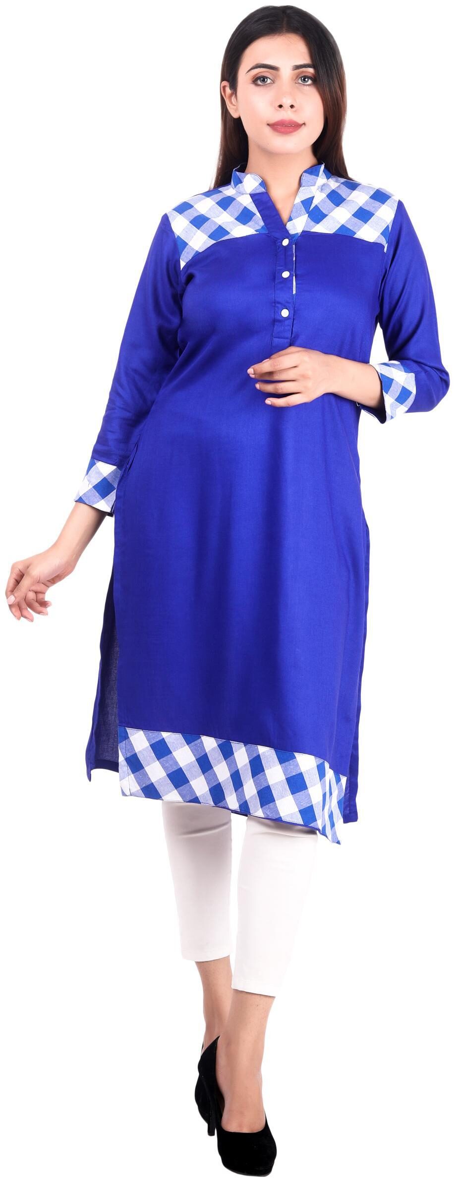 

Sritika Blue Rayon A-line Kurti