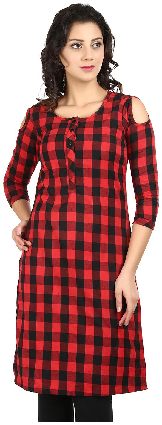 

Sritika Women Red Printed Straight Kurti