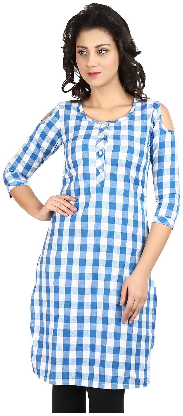 

Sritika Women Blue Printed Straight Kurti