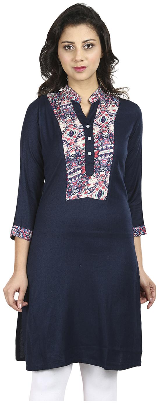 

Sritika Women Blue Solid Straight Kurti