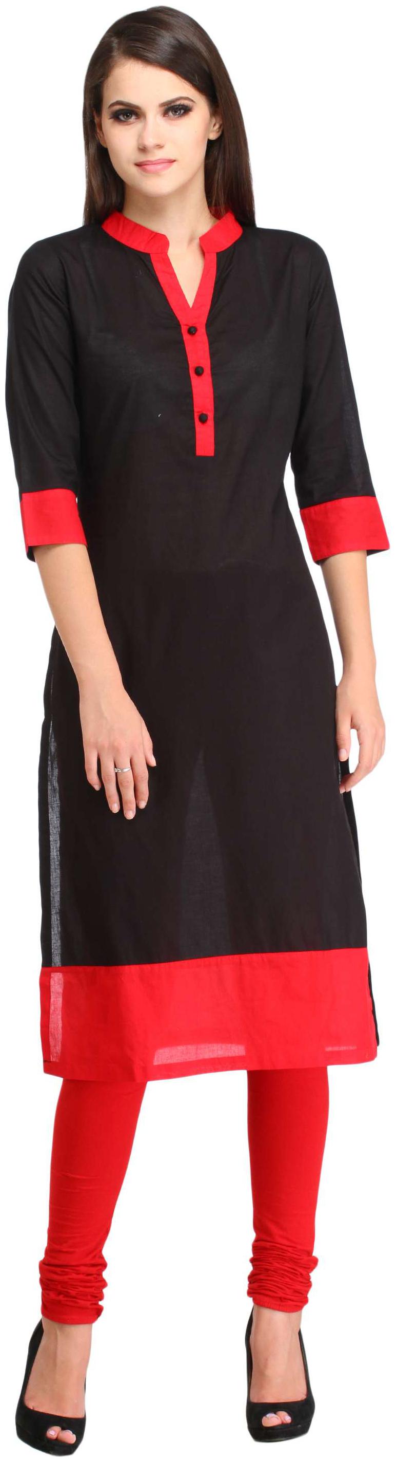 

Sritika Women Black Solid Straight Kurta