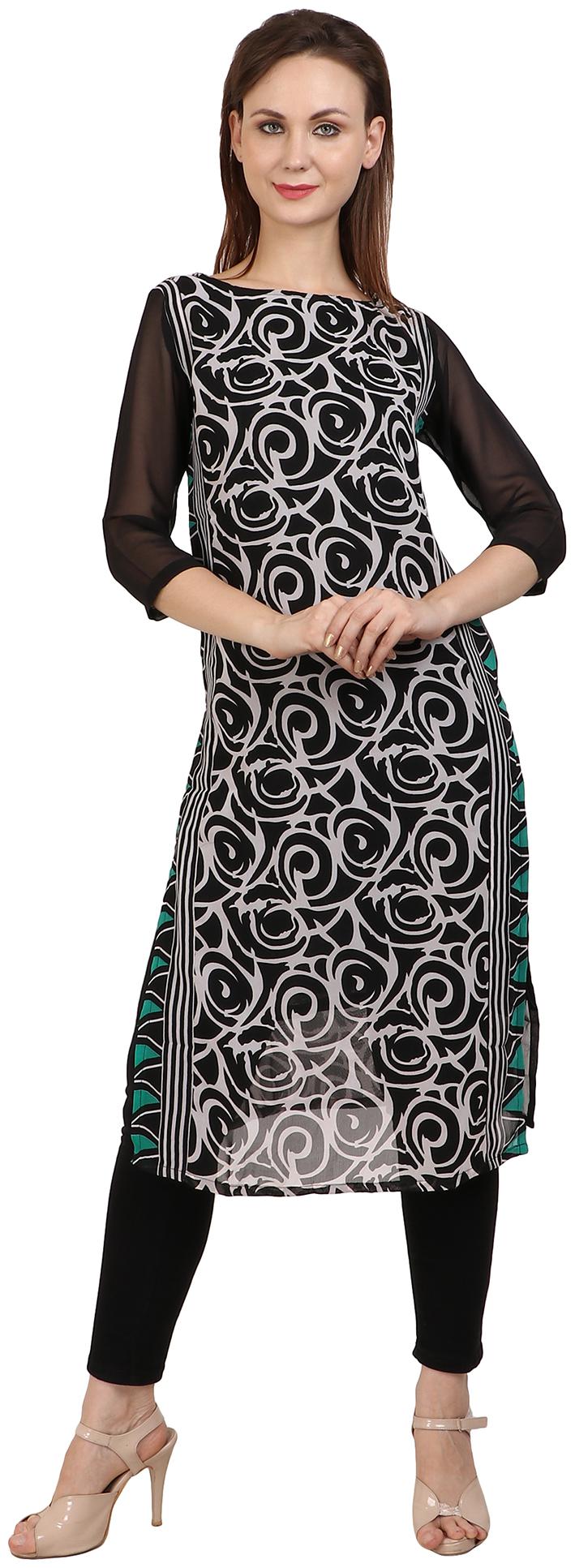 

Sritika Women Black Printed Straight Kurti
