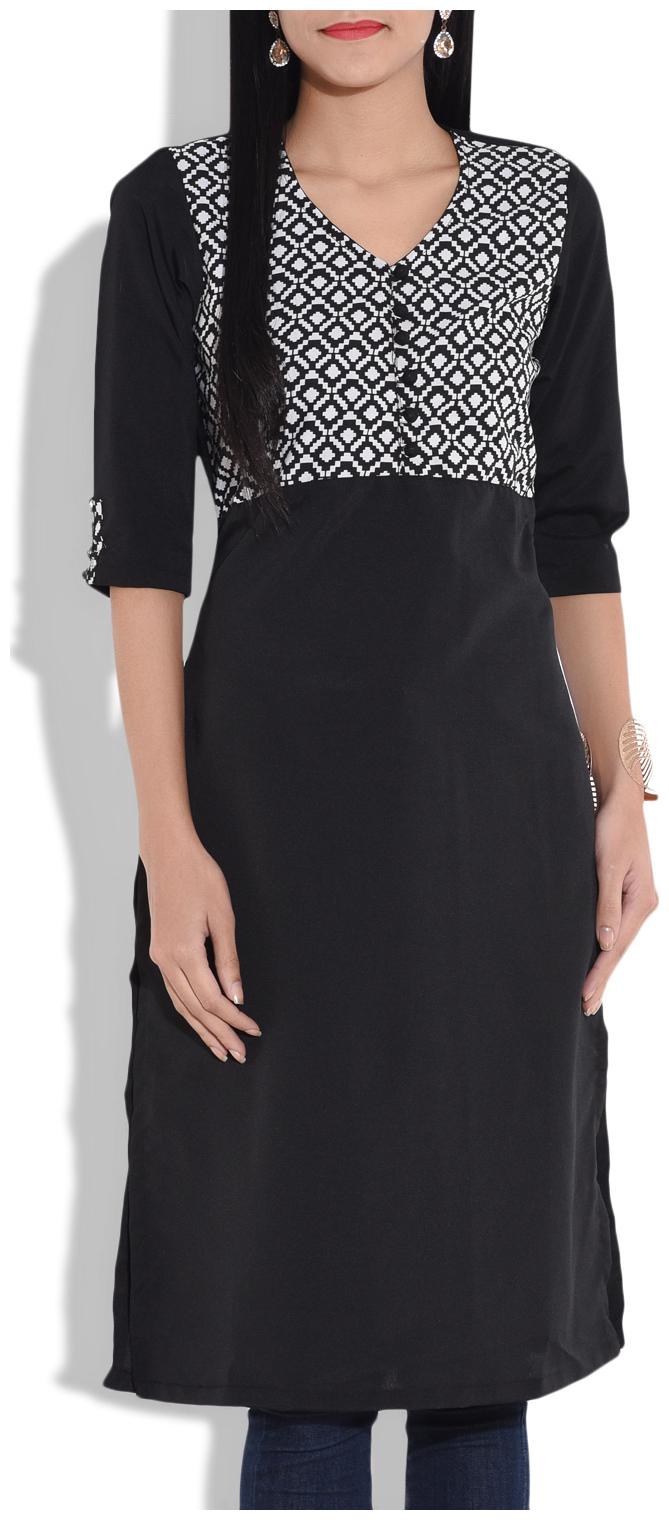 

Sritika Women Black Printed Straight Kurta