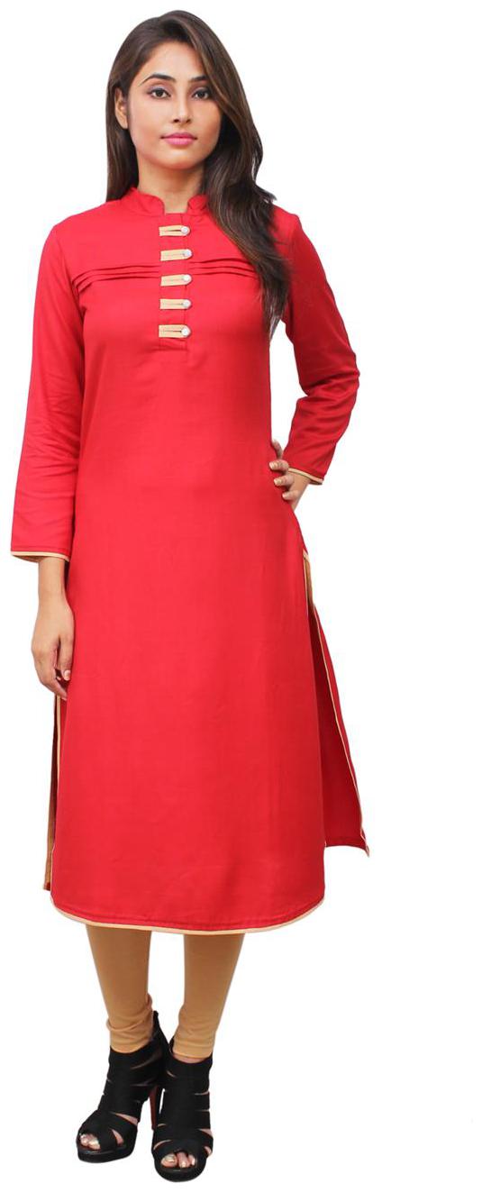 

Sritika Women Red Solid Straight Kurta