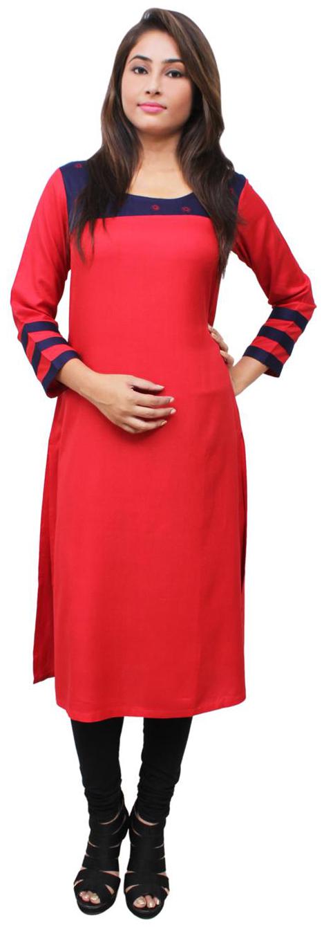 

Sritika Women Red Solid Straight Kurta