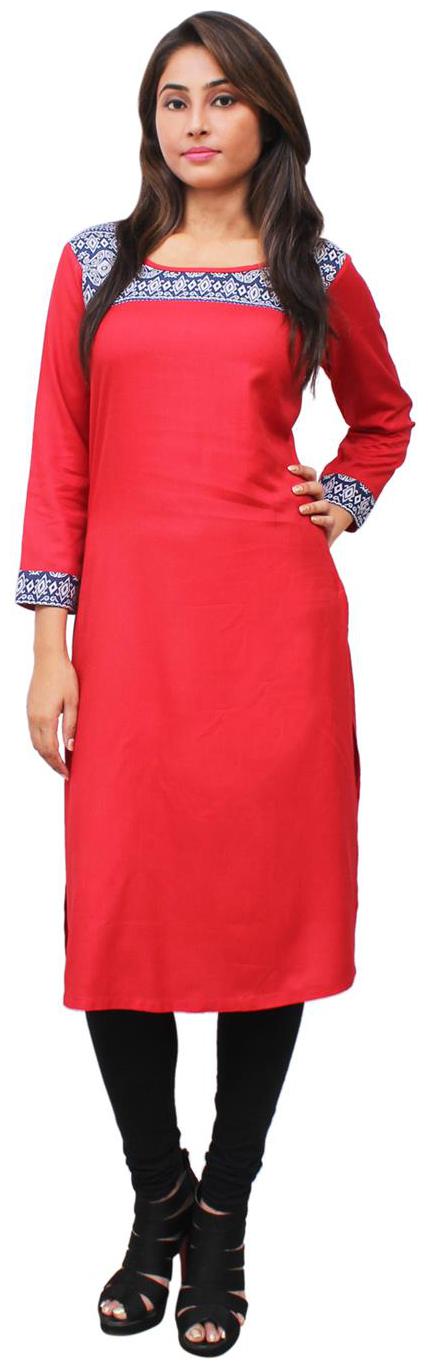 

Sritika Women Red Printed Straight Kurta