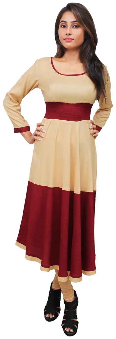 

Sritika Women Beige Colorblocked Anarkali Kurta