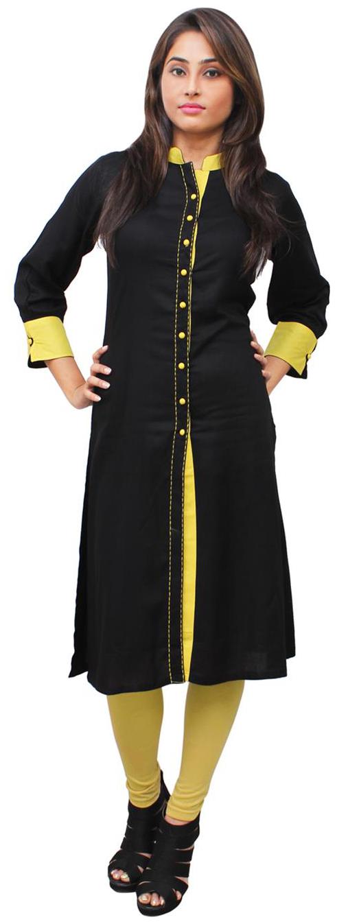 

Sritika Women Black Solid Straight Kurta
