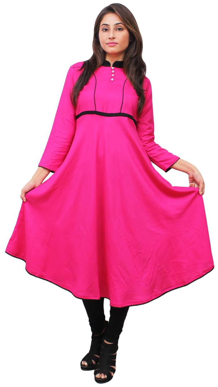 

Sritika Women Pink Solid Anarkali Kurti
