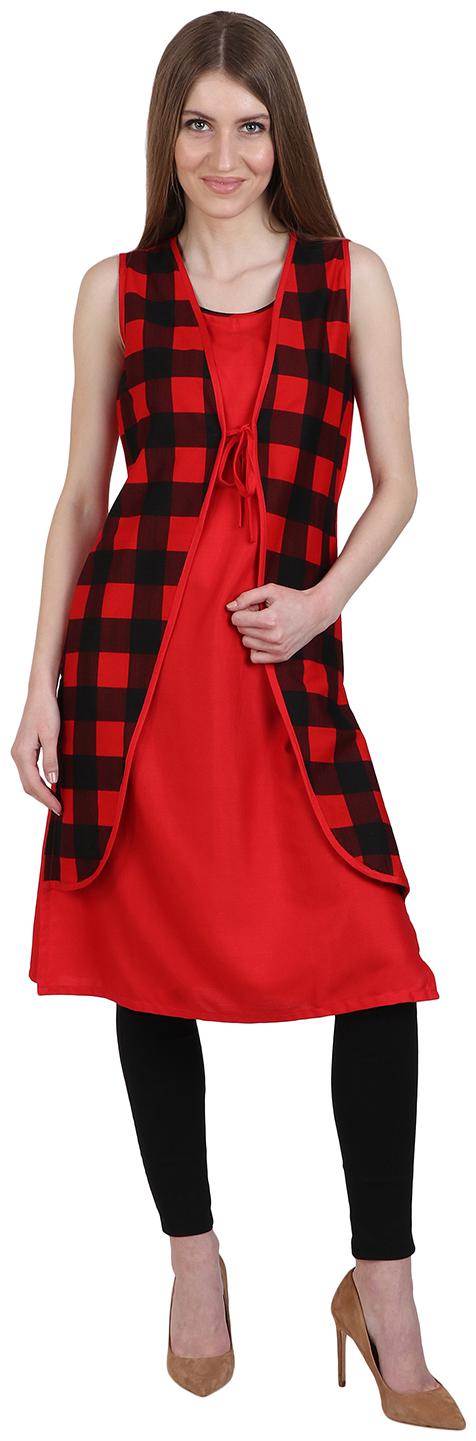 

Sritika Women Red Printed Layered Kurta