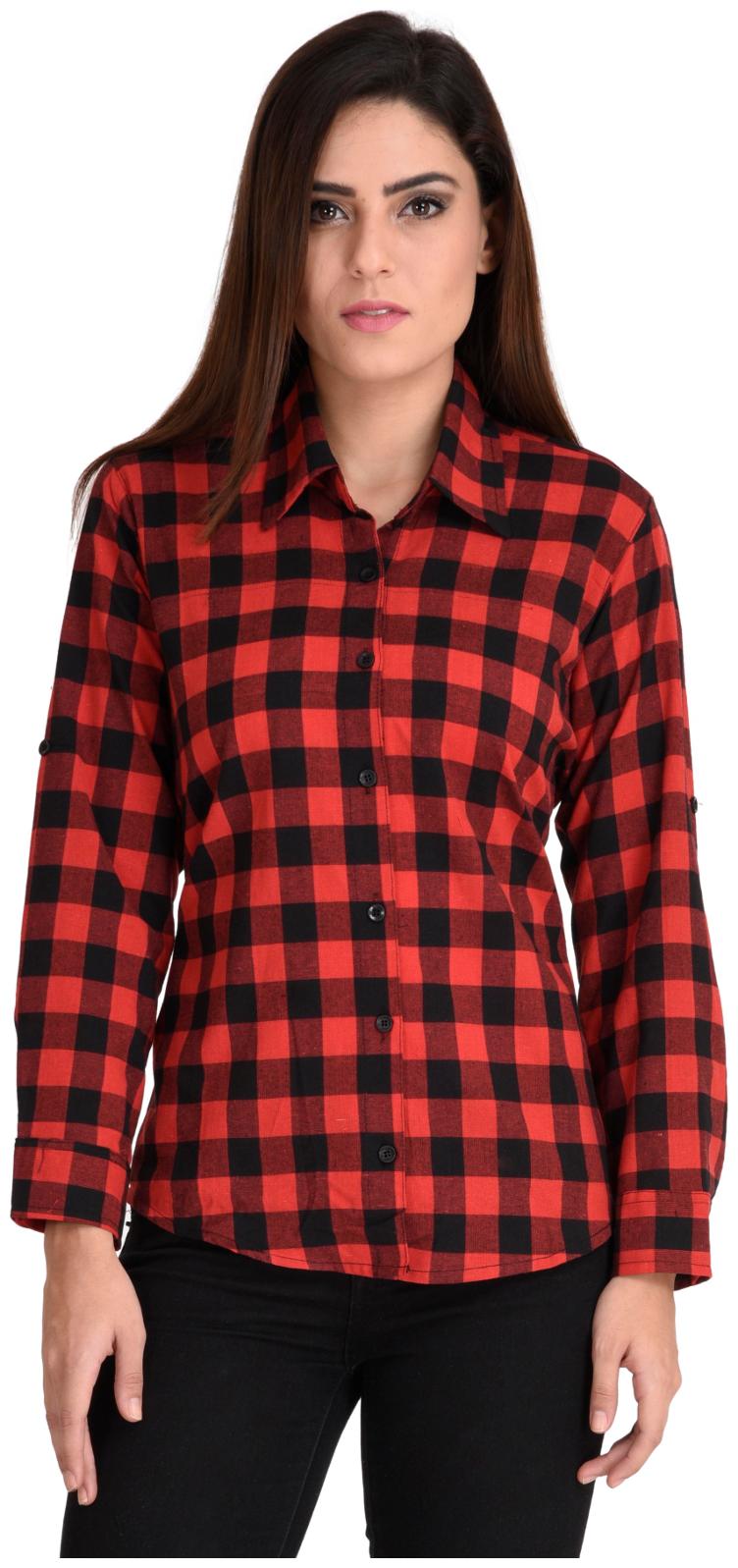

Sritika Women Red Checked Regular Fit Shirt