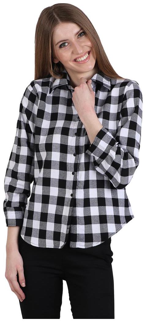 

Sritika Women Grey Checked Regular Fit Shirt