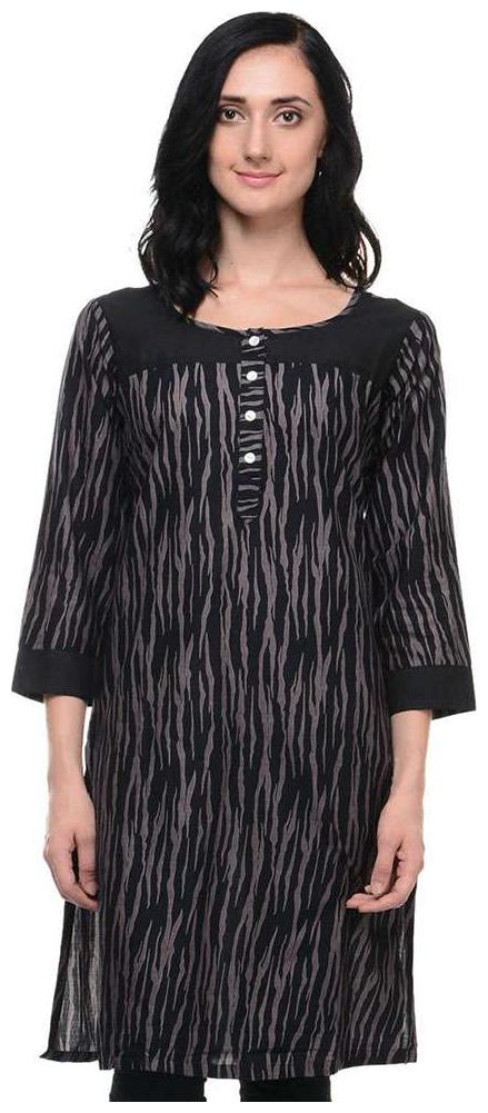 

Sritika Women Black Printed Straight Kurta