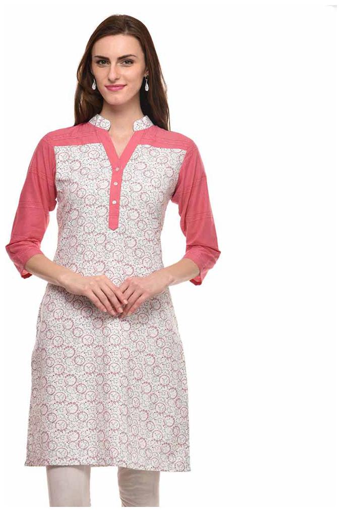 

Sritika Women White Printed Straight Kurta